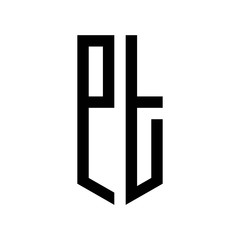 initial letters logo pt black monogram pentagon shield shape