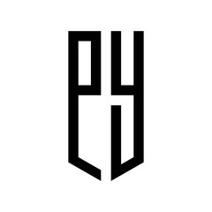 initial letters logo py black monogram pentagon shield shape