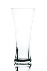 empty beer glass on white background 