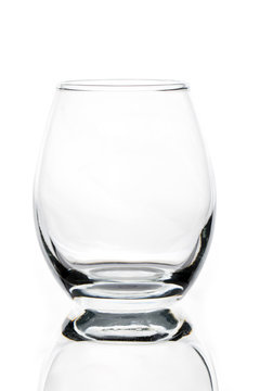 empty tulip shaped whisky or cognac glass on white background