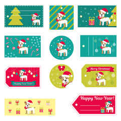 Set of vector elements for Christmas and New Year design. Labels, stickers, tags for gifts, invitations and congratulations.