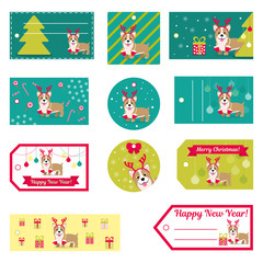 Fototapeta na wymiar Set of vector elements for Christmas and New Year design. Labels, stickers, tags for gifts, invitations and congratulations.