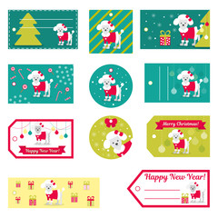Fototapeta premium Set of vector elements for Christmas and New Year design. Labels, stickers, tags for gifts, invitations and congratulations.
