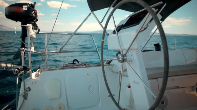Sail Yacht steering wheel sailing boat