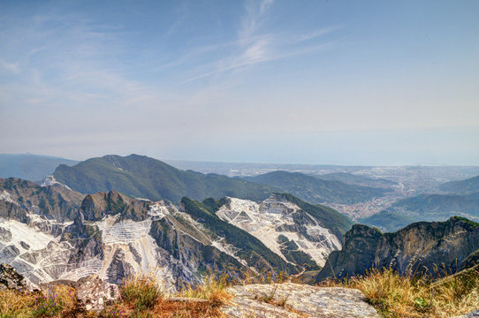 Apuan alps and marble quarries landscape