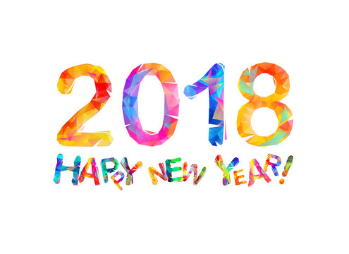 Congratulation card. Happy New Year 2018