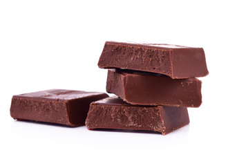 Chocolate bars stack isolated on white background