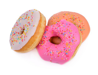 Donut with sprinkles isolated on white background