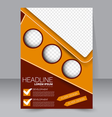 Brochure template. Business flyer. Annual report cover. Editable A4 poster for design, education, presentation, website, magazine page. Red and orange color.