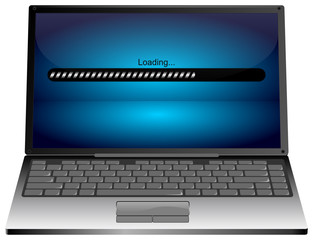 Laptop computer with Loading bar - 3D illustration