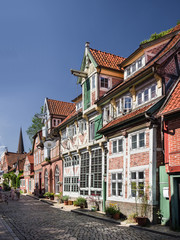 Historische Brauerei in der Elbstrasse in Lauenburg im Sommer