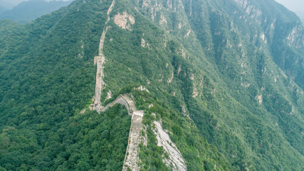 aerial view of the great wall in china