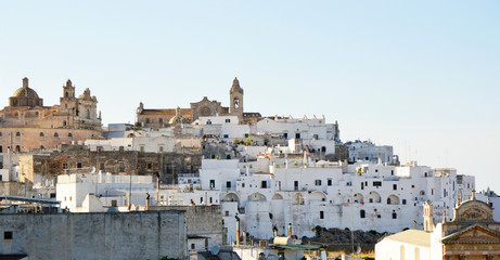 Panoramic view of the white city Ostuni, Apulia, southern Italy