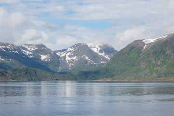 Beautiful mountains at Soroya island in Finnmark county in northern Norway.
