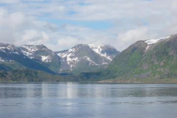 Beautiful mountains at Soroya island in Finnmark county in northern Norway.