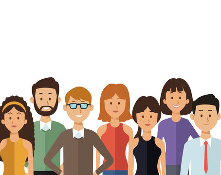 white background with half body group people of the world vector illustration