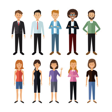 white background with full body group of men and women people of the world vector illustration