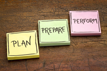 plan, prepare, perform concept