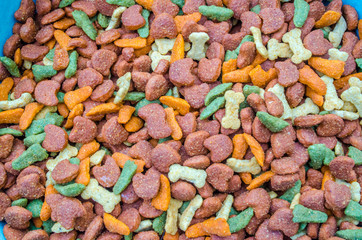 Dog food background, close up