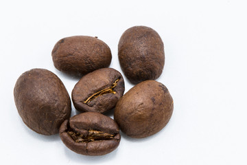 Coffee beans on white background