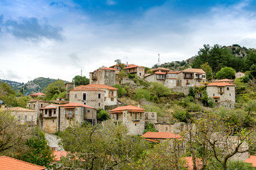 Beautiful traditional achitecture on mountain of Mainalo.Stemnitsa village in Greece