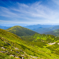 Naklejka na ściany i meble green summer mountain landscape, Carpathians Ukraine