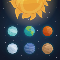 color space landscape background with solar system and planets vector illustration
