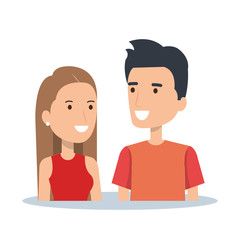 portrait couple character of young man and woman smile and happiness vector illustration