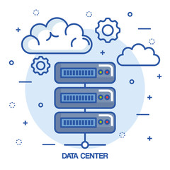 data center cloud connection hosting server computer information vector illustration