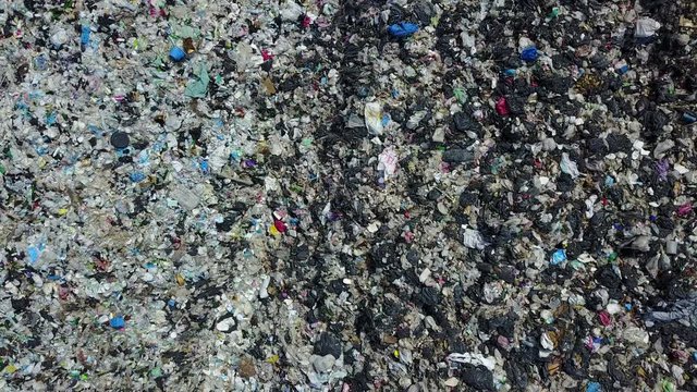 4K Aerial over landfill full of trash