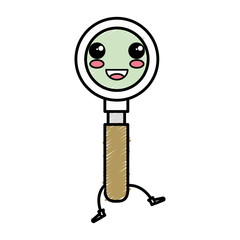 search magnifying glass kawaii character vector illustration design