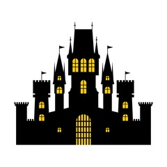 Obraz premium Halloween, silhouette of a fairytale castle. Vector illustration