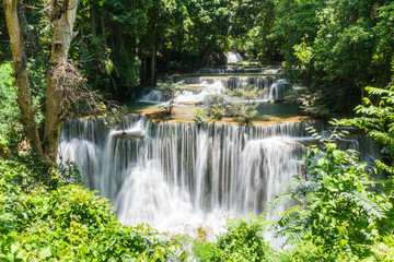 Huay mae kamin waterfall in khuean srinagarindra national park at kanchanaburi thailand
