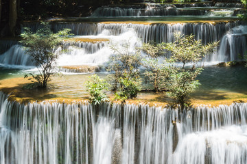 Huay mae kamin waterfall in khuean srinagarindra national park at kanchanaburi thailand