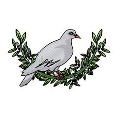 dove with olive branch peace emblem vector illustration