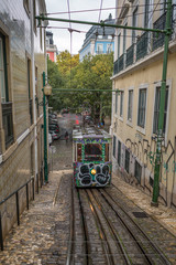 Typical Cable Car in the Streets of Lisbon