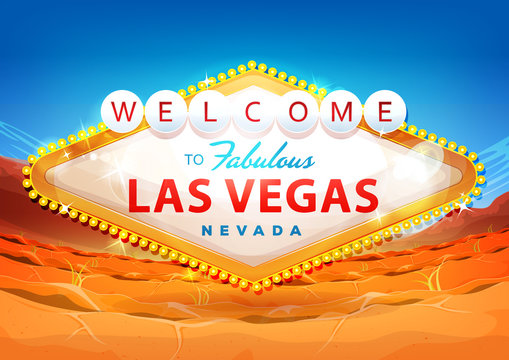 Welcome To Las Vegas Sign On Desert Background