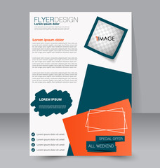 Business brochure template. Flyer design. Annual report cover. Booklet for education, advertisement, presentation, magazine page. a4 size vector illustration. Green and orange color.