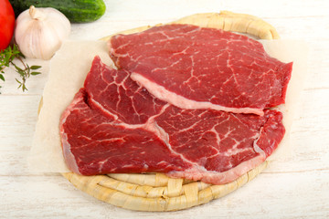 Raw beef steak