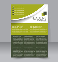 Business brochure template. Flyer design. Annual report cover. Booklet for education, advertisement, presentation, magazine page. a4 size vector illustration. Green color.