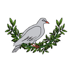 dove with olive branch peace emblem vector illustration