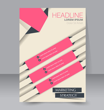 Business brochure template. Flyer design. Annual report cover. Booklet for education, advertisement, presentation, magazine page. a4 size vector illustration. Pink and brown color.