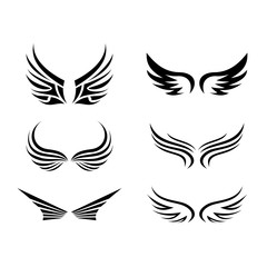 wings, Modern, minimalistic, set, logo, design, vector