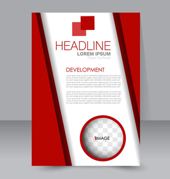 Business brochure template. Flyer design. Annual report cover. Booklet for education, advertisement, presentation, magazine page. a4 size vector illustration. Red color.