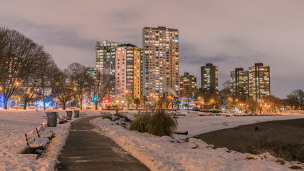 Vancouver city in the winter with snow backgrounds