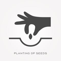 Silhouette icon planting of seeds