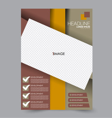 Business brochure template. Flyer design. Annual report cover. Booklet for education, advertisement, presentation, magazine page. a4 size vector illustration. Brown color.