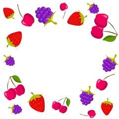 Berries frame on white background with place for text