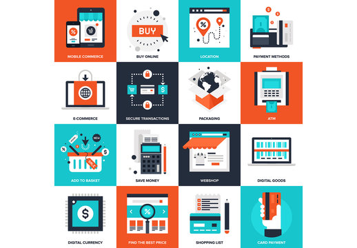 16 Four-Color Square Shopping Icons 1