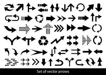 Vector set of black arrows on a white background.